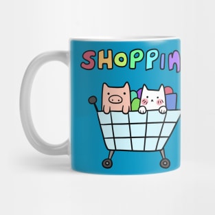 Cat and Pig Shopping Cart Mug